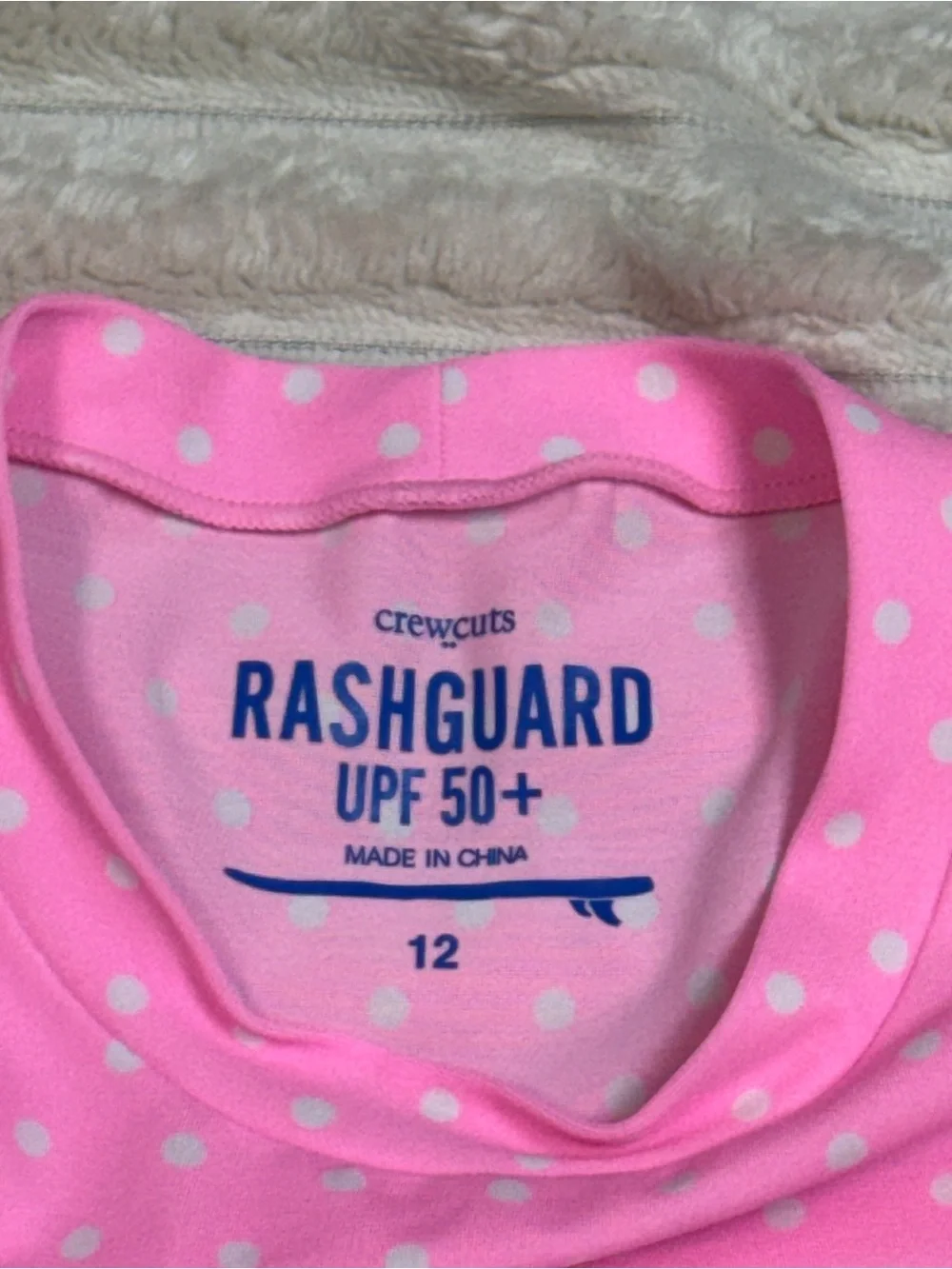 Crewcuts by J.Crew: Girls Pink Polka Dot Long Sleeve Rashguard, Size 12